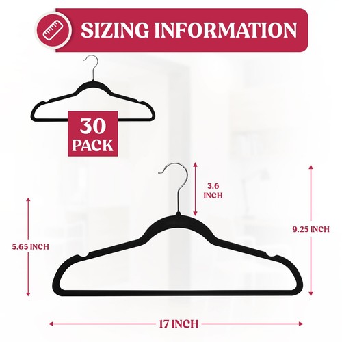Velvet Hangers Cloths 30/50 Pack Premium Lightweight Space Saver Non Slip Hanger - Picture 10 of 35