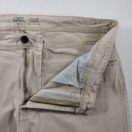 IZOD Straight Stretch Flat Front Beige Chino Khaki Pants Mens Size Actual 36x30 - Picture 4 of 7
