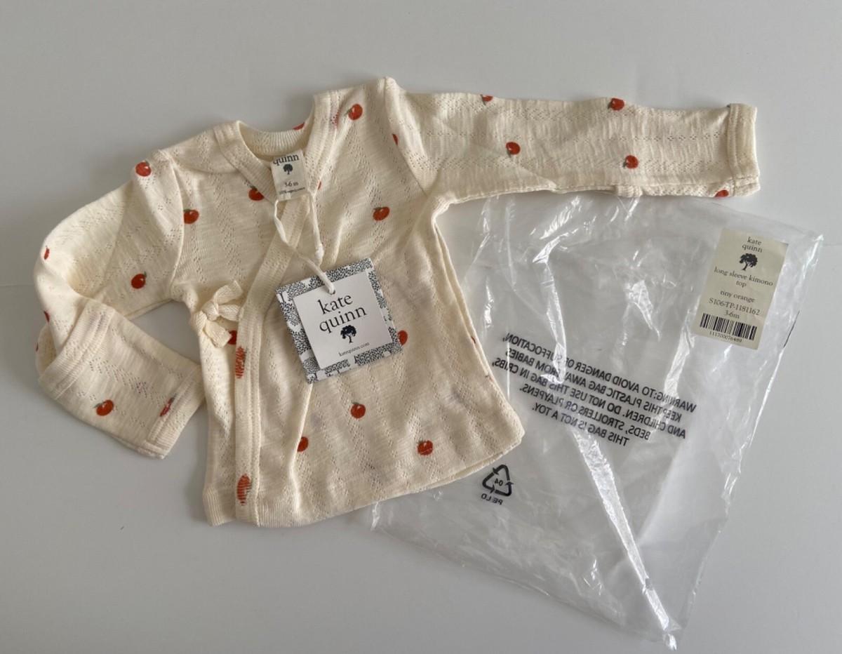 NEW Kate Quinn Kimono Wrap Top Shirt Pointelle Cotton Ctream Tiny