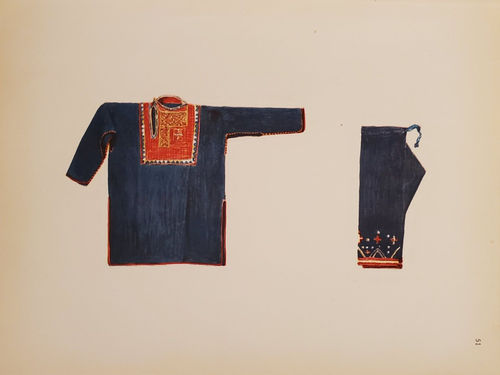 Caucasus Khevsur Blouse Perso- Indian shirt Max Tilke 1922 Original Art