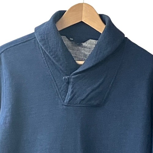 GAP Mens Shawl Collar Pullover Sweatshirt SZ Medium Navy 100% Cotton Preppy Y2K - Picture 6 of 9