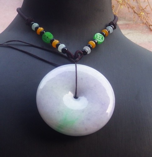 Video Certified Lavender Burma Natural A Jade jadeite Pendant Circle 平安扣 699145 - Picture 8 of 10