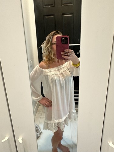 Forever 21 white sheer dress bathing suit cover-up wedding dress - Picture 4 of 5