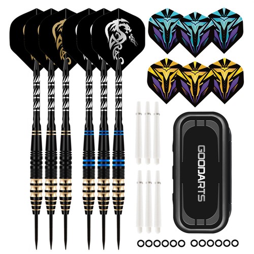 23g Professional Steel Tip Darts Set Barrel Aluminium Metal Shafts 6PCS w/ Case - Picture 2 of 4