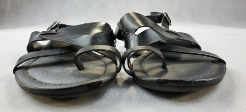 Simply Vera VERA WANG Womens 8.5 M Black Leather Sandals Preowned - Picture 3 of 11