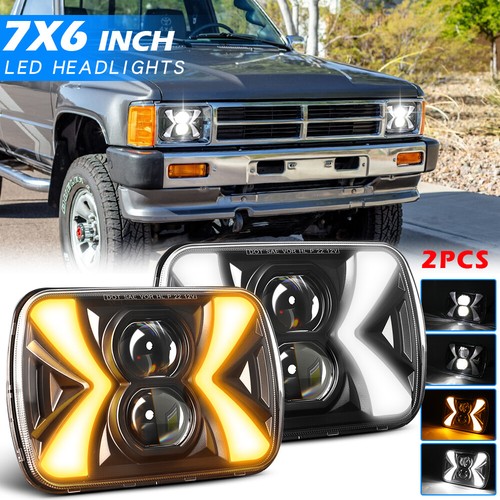 Pair 5x7" 7x6" headlights H6052 DRL For Toyota Hilux 1988-1997 Pickup 1982-1995 - Bild 1 von 16