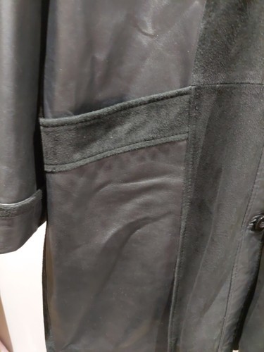 WOODLAND Leather Ladies Womens Coat UK 12 Black Colourblock Leather Winter Goth - Picture 3 of 12