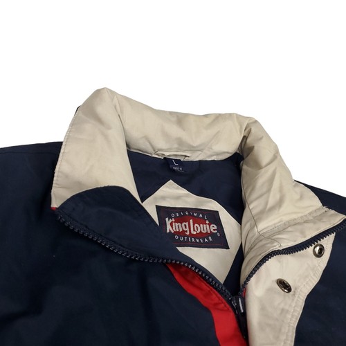 Vtg King Louie Outerwear Men’s Size Large Color Block Bomber Jacket Red Blue - Picture 2 of 15