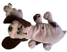 VINTAGE 1984 HORNBY POUND PUPPIES MUM 1 X BABIES IN TUMMY DOG BUNDLE SOFT TOY