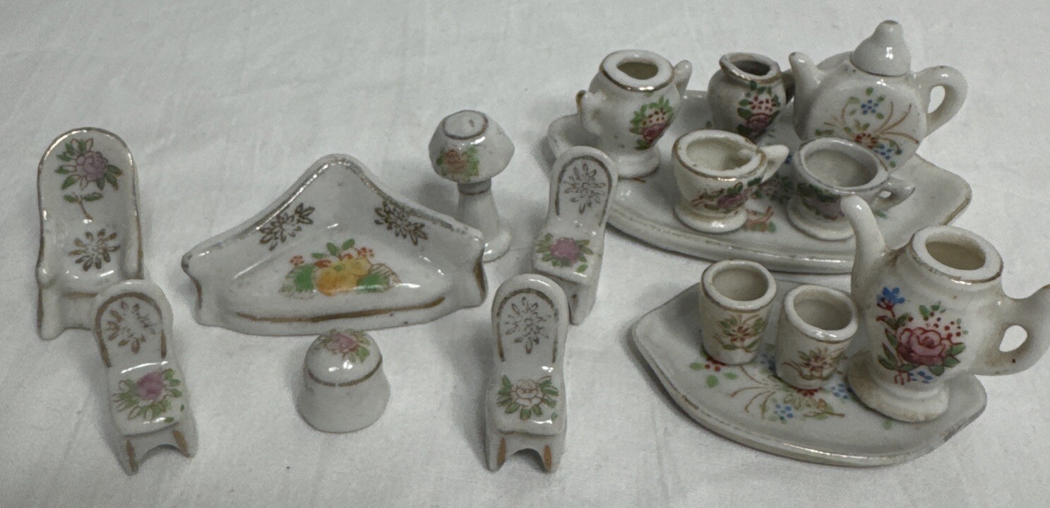 26 Pc Vintage Miniature Furniture Tea Set Bone China Occupied Japan