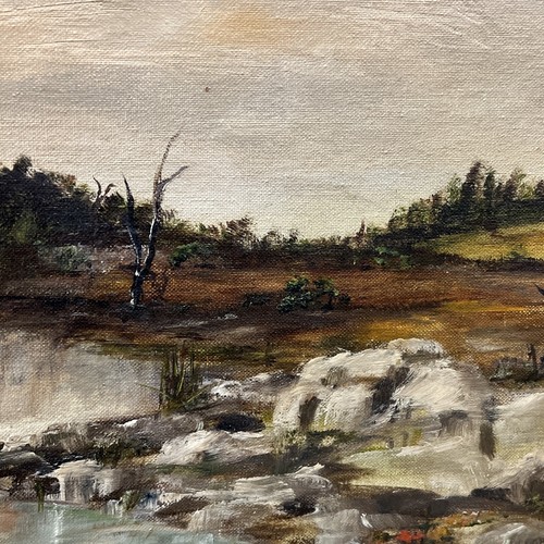 Vintage 70er Jahre signiert Hirsch Reh am Wasser Landschaft Tierwelt Ölgemälde 30x24 - Bild 6 von 12