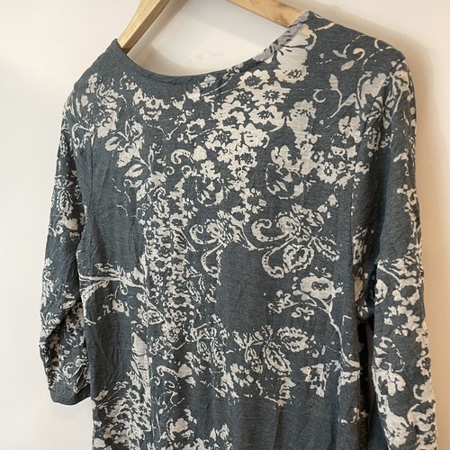 Habitat Floral Top Womens S Gray Semi-Sheer 3/4 Sleeve Shirt Casual Crinkle - Bild 7 von 11