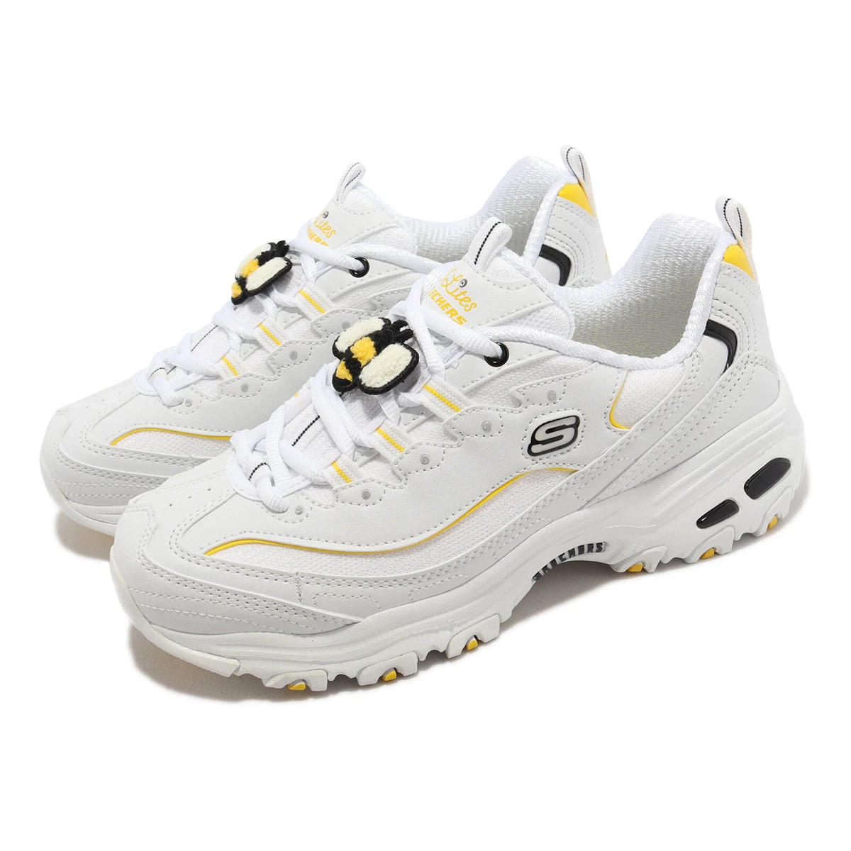 Skechers D-Lites White Yellow Black Women Casual Lifestyle Chunky | eBay