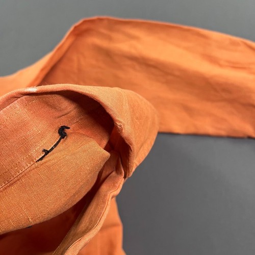 Hugo Boss Shirt Mens Extra Large Orange Linen Button Up Classic Camp Summer - Picture 9 of 13