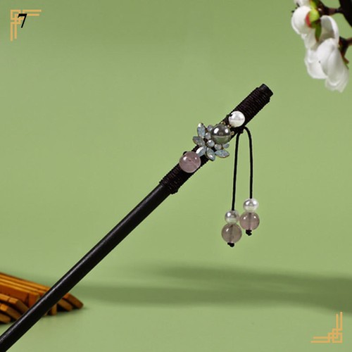 Palillos de pelo estilo chino flores borla Hanfu horquilla tenedor de pelo palo retro - Imagen 16 de 21