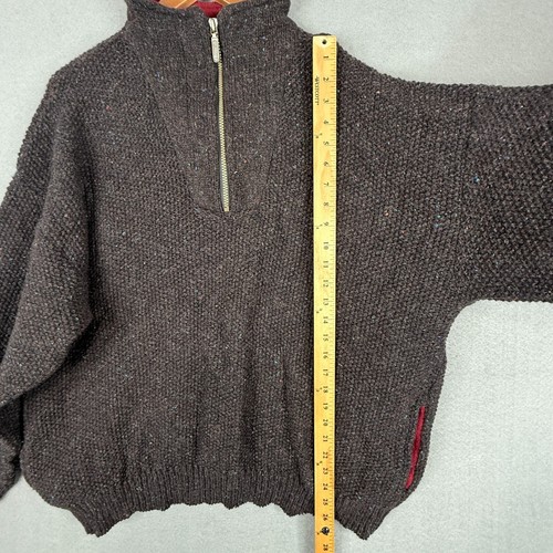 Vintage REI Wollpullover Herren XL braun gesprenkelt 1/4 Reißverschluss Ellenbogen Patches Outdoor - Bild 6 von 10