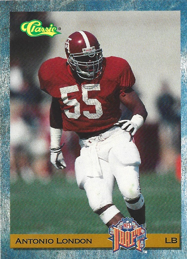 1993 Classic #90 Antonio London rookie card, Alabama Crimson Tide legend