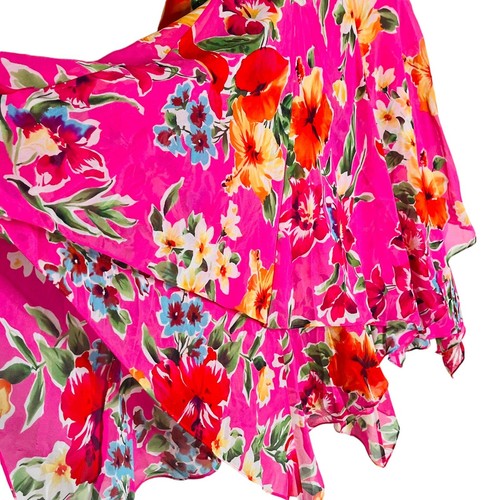 Falda Lauren Ralph Años 90 Y2K Seda Floral Pañuelo Dobladillo Volantes Hada Transparente Boho 8P - Imagen 4 de 19