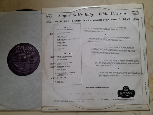 Eddie Cochran Singin' To My Baby 1960 UK Purple Marron London HA-U2093 Étiquette - Picture 2 of 4