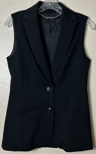 Trina Turk ärmellose Anzugweste mit Knöpfen Damen Gr. 2 tailliert schwarz Vintage 90er - Bild 1 von 7