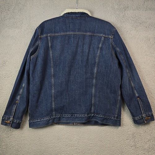 Levis Sherpa Trucker Jacket Mens EXTRA LARGE BLUE Denim DARK WASH Button Up NWT - Bild 2 von 14