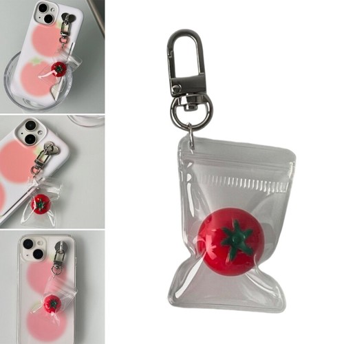 Fashionable Tomato Shaped Phone Pendant Keychain Charm for Girls and Women - Zdjęcie 2 z 8