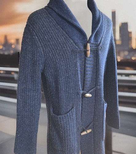 TOMMY HILFIGER Strickmantel Strick Jacke Cardigan Weste S/M 48 100% Wolle Blau - Bild 6 von 17