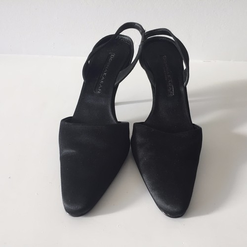 US 6, Donna Karan New York, Peau de Soie Slingbacks, Black, Women's Shoes - Picture 8 of 12