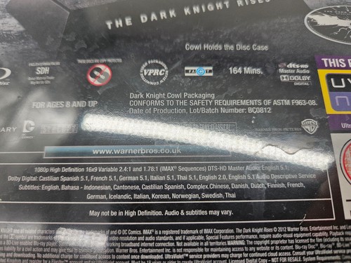 Batman - The Dark Knight Rises, Bat Cowl Limited Edition,2 Blu Ray Box,NEU & OVP - Bild 6 von 9