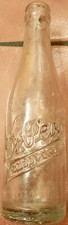 VTG CHARLOTTE DR. PEPPER 10 2 4 CLOCK GLASS BOTTLE 6.5OZ STAMPED 3-47 (1947)