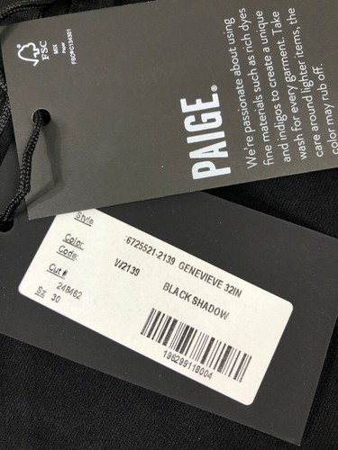 Pantalones de mezclilla Paige Genevieve modernos de tiro alto acampanados 32" entrepierna nuevos con etiquetas sombra negra - Imagen 12 de 18