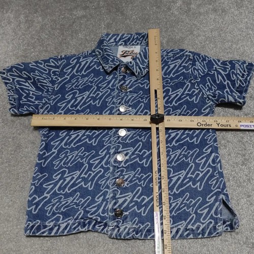 Fubu 05 by Forever 21 Hemd Jungen Gr. 5/6 blau Denim Logo Print Knopfleiste - Bild 6 von 8