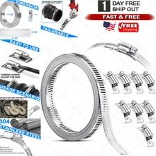 Adjustable Large Hose Clamps Worm Gear Stainless Steel Clamp wit 8 Fasteners USA