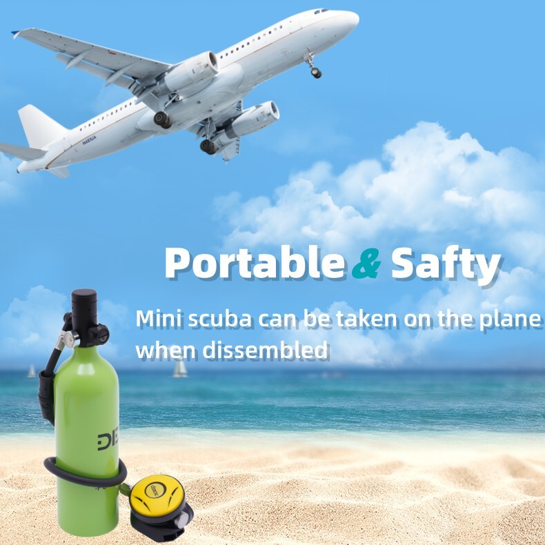 H400 Mini Scuba Tank 1.0L - Portable Diving Cylinder, Up To 20 Min Breathing, Constant Pressure Valve, For Snorkeling & Emergency