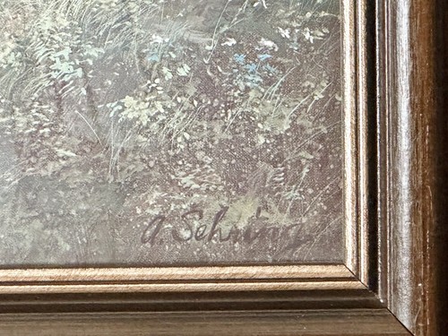 Vintage Signed Adolf Sehring Wood Framed Color Offset Lithograph Untitled 24x20 - Picture 4 of 16