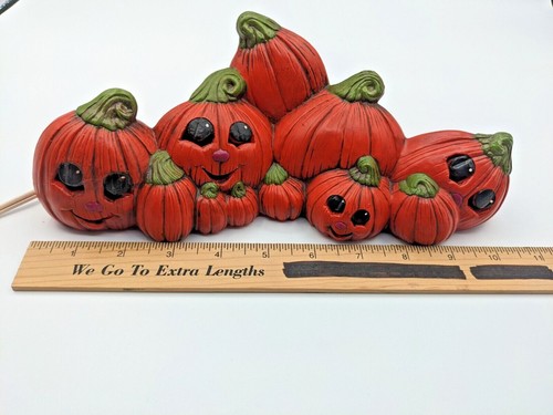 Vtg Hand Painted Halloween Ceramic Pumpkin Patch Mound Jack-o-Lantern Light Up - Picture 11 of 12