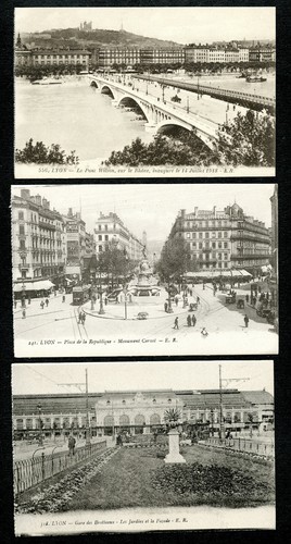 5 1900's Vintage Postcards Lyon France Real Photos Unused Original