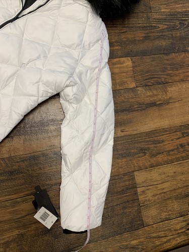 Nordstrom Shebby Diamond Quilt Faux Fur Collar Short Puffer Jacket White XL $110 - Picture 7 of 9
