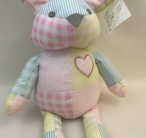 Pottery Barn Kids Patchwork Bunny Rabbit Pastel Seersucker Plush 17" Tags 2018 - Picture 3 of 12