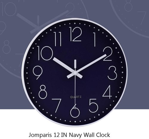 Stylish Navy Blue 12 Inch Battery Operated Quartz Wall Clock - Modern Elegance - Picture 7 of 13