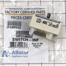 Whirlpool Range 6" Surface Element Switch WP3148952