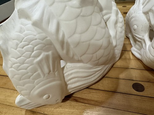 Pair Koi Fish Wall Sconces Justice Design Calif Ambiance Ceramic Bisque 1990 - Picture 6 of 12