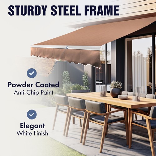 ALEKO Retractable Home Patio 12 x 10 feet Awning Silver Gray Canopy Sunshade - Picture 10 of 12