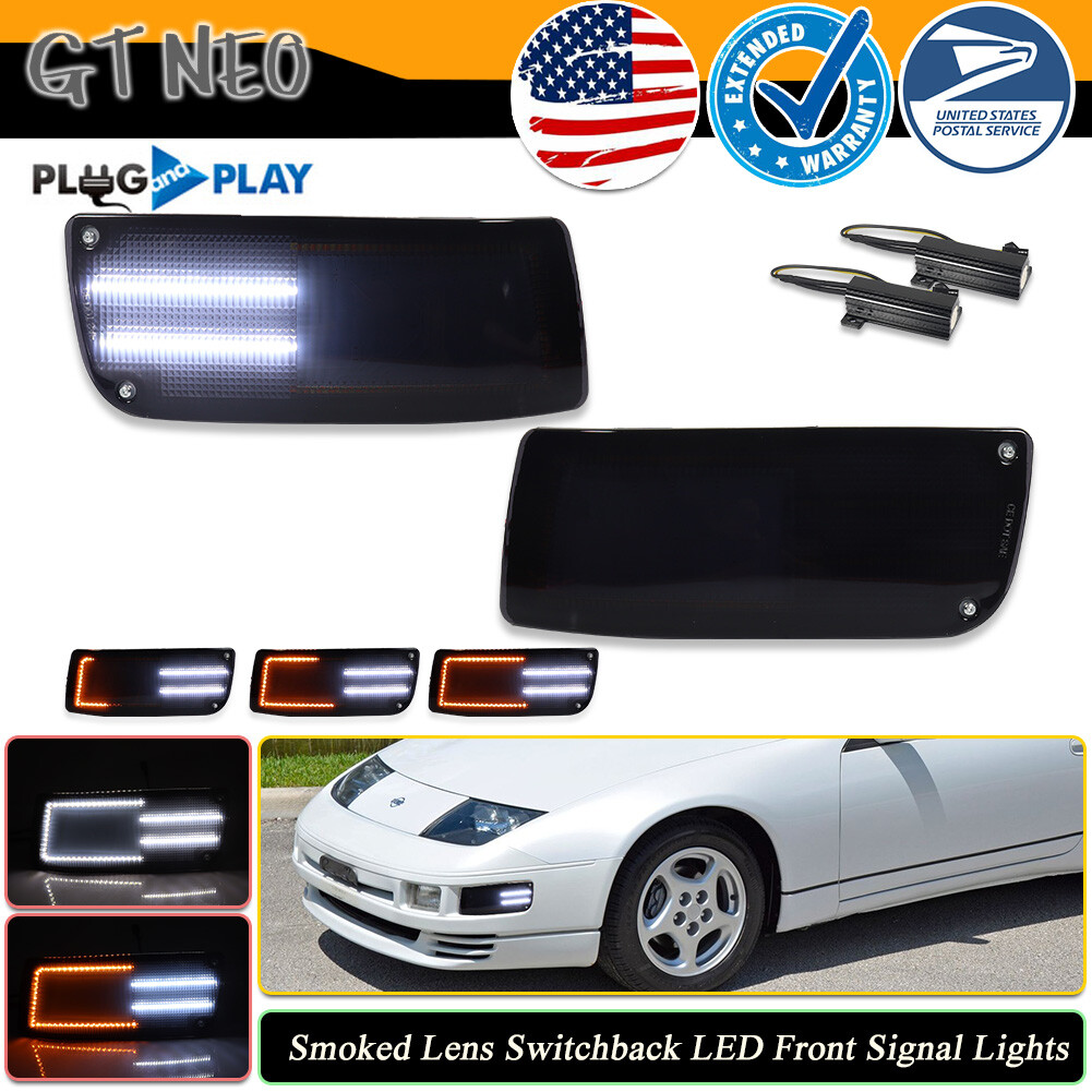 2X Smoke Switchback LED Front Parking Signal Lights For 90