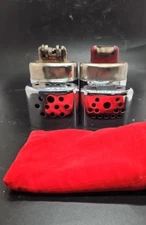 2 VINTAGE ALADDIN JON-E HAND WARMER GIANT G. I. SIZE W/RED FELT BAG UNTESTED