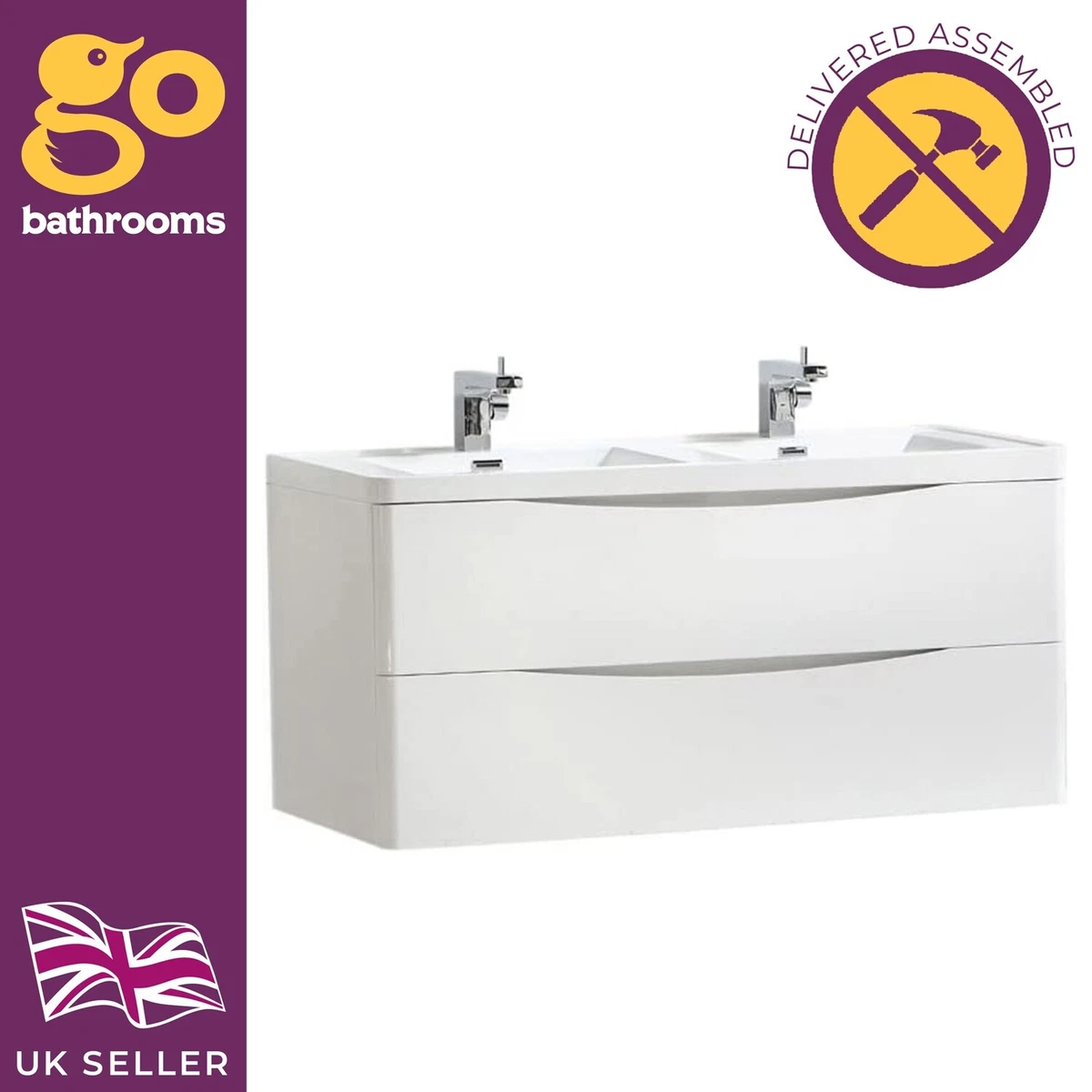 White double sale sink bathroom vanity