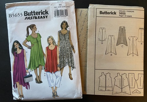 BUTTERICK PATTERN 5655 BOHO DRESS TOP PANTS EASY MISSES SIZES 18 20 22 24 UNCUT - Picture 4 of 4