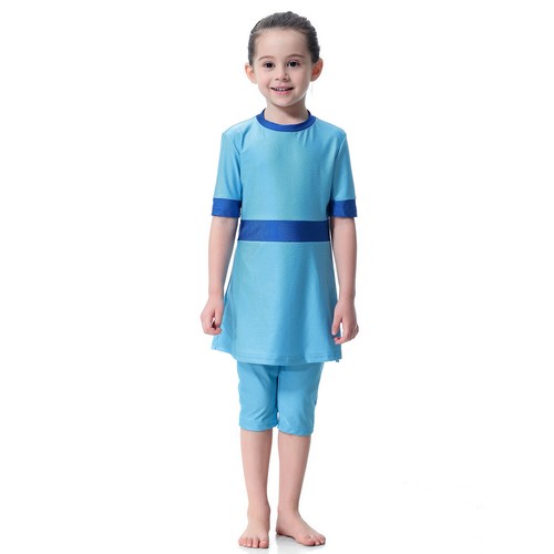 Muslim Kids Girls Swimwear Modest Tops Pants Hijab Beachwear Child Swimsuit Arab - Picture 13 of 42