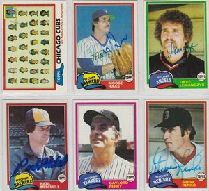 1981-TOPPS-BB-SIGNED-LOT-OF-6-DIFFERENT-INC-GAYLORD-PERRY-GREAT-CARDs