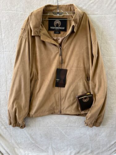 Weatherproof Jacket Men's Size 2XL Tan Faux Suede Full Zip Lined Pockets NEW